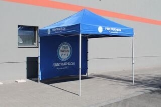 Finntriathlon logolla 3x3m sininen popup teltta