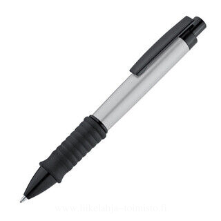 Aluminium ball pen with black rubber grip zone