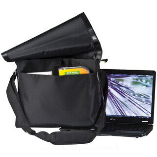 Black laptop bag with PVC flap