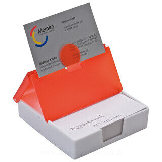 Plastic box with memo notes and business card holder