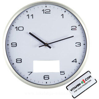Wall clock with silver frame and click system 2. picture