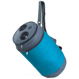 tin-shaped cooler bag with loudspeakers