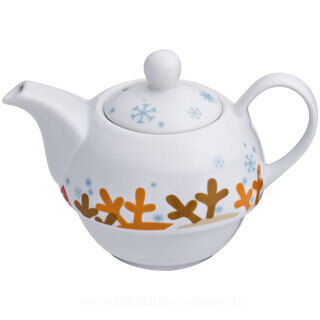 Porcelain teapot and mug with elk design 2. picture
