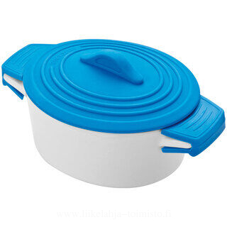Porcelain pot with silicone lid and heat protected handles