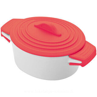 Porcelain pot with silicone lid and heat protected handles