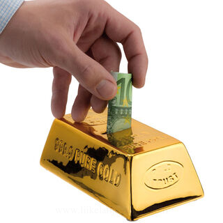 Savings box in gold bar shape 2. picture