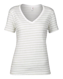 Women`s Fashion Striped V-Neck Tee 5. picture