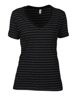 Women`s Fashion Striped V-Neck Tee 10. picture