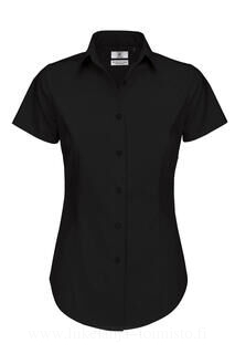 Ladies` Black Tie Elastane Short Sleeve Poplin 7. kuva